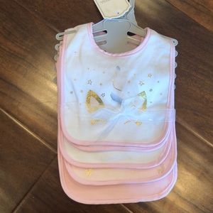 5 pack of cloth unicorn theme  bibs - Velcro back
